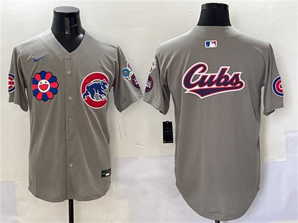 Mens Chicago Cubs Team Big Logo Gray 2025 Tokyo Series Limited Stitched Jersey